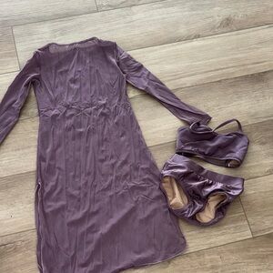 Patrick J Purple dance costume Long Sleeve Dress with Matching bikini Set 9/10